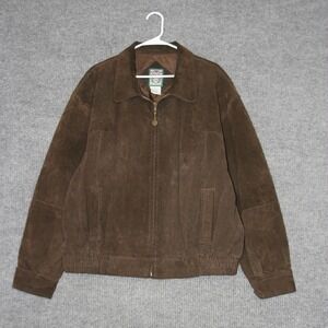 Vintag G2000‎ Suede Leather Bomber Jacket Mens XL Brown Full Zip Luxury